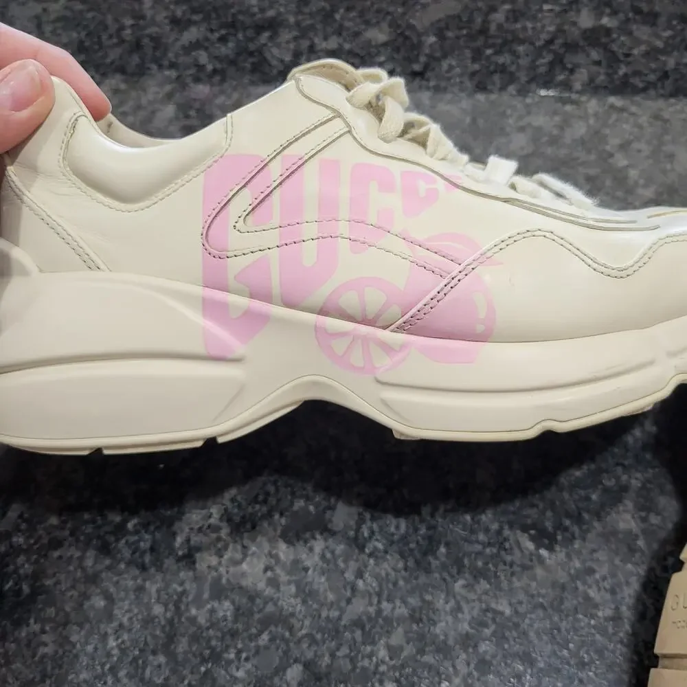 GUCCI  Women's Rhyton 'Lemon Gucci' Leather sneaker size 40 US 10 - Picture 5 of 12